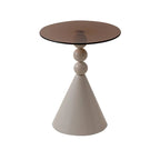 Elegant Glass Round End Table with Iron Pedestal Base
