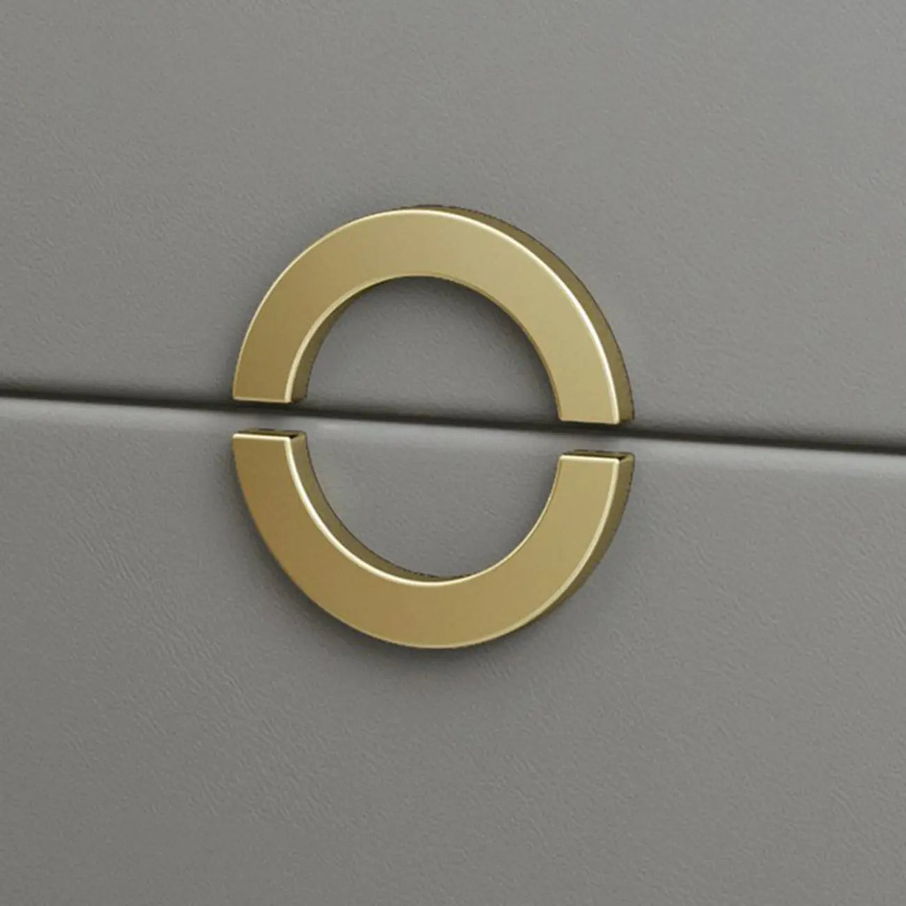 Chic Khaki Leather Gold Accents 2-Drawer Nightstand