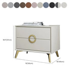 Chic Khaki Leather Gold Accents 2-Drawer Nightstand