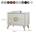 Chic Khaki Leather Gold Accents 2-Drawer Nightstand