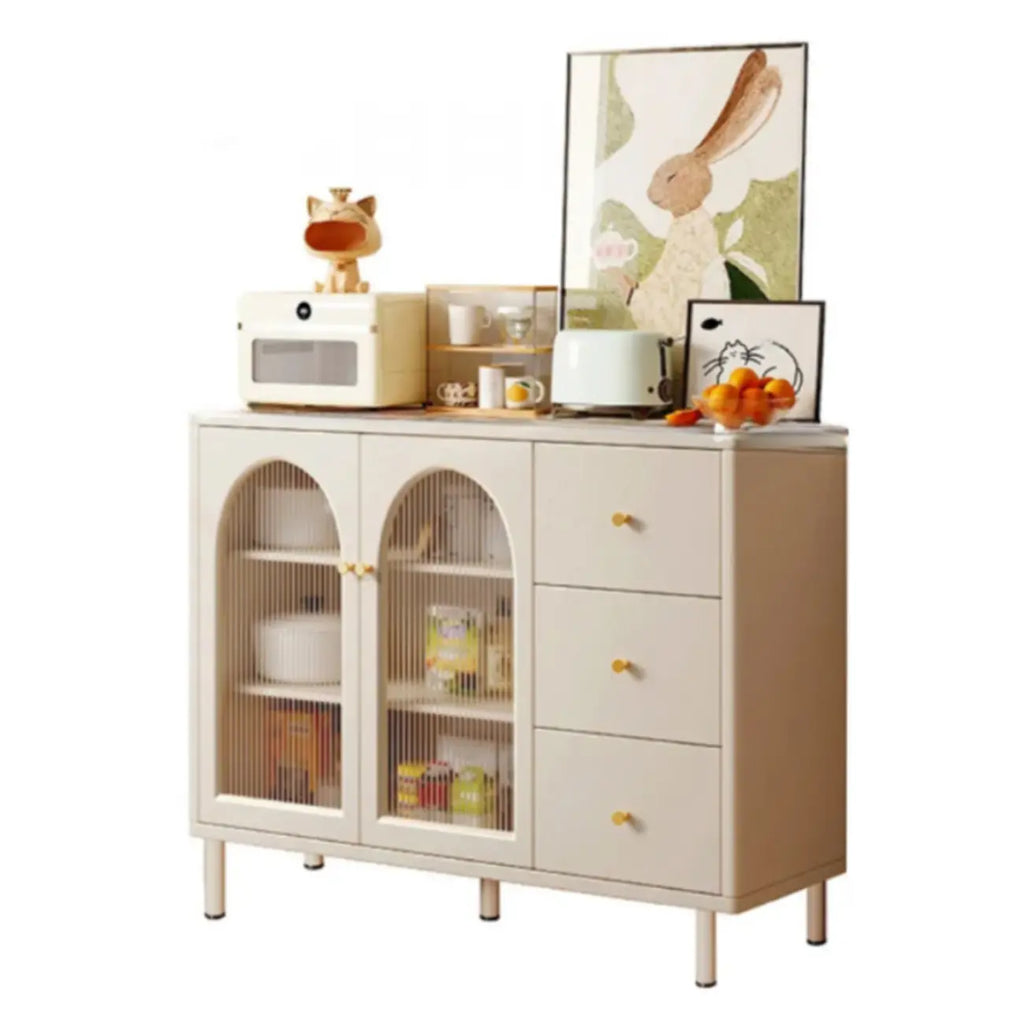 Scandinavian Cream Wood 2-Door Sideboard with Drawers