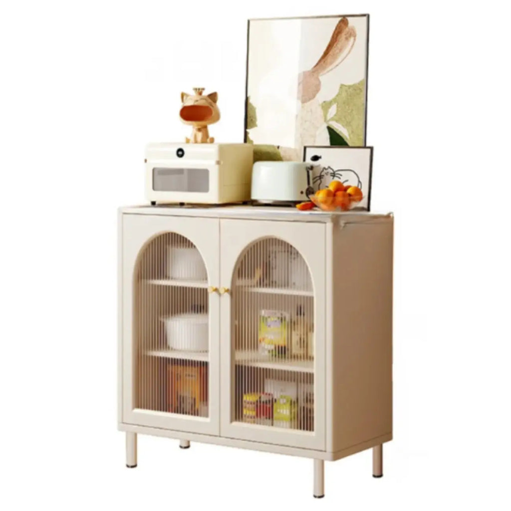 Scandinavian Cream Wood 2-Door Sideboard with Drawers