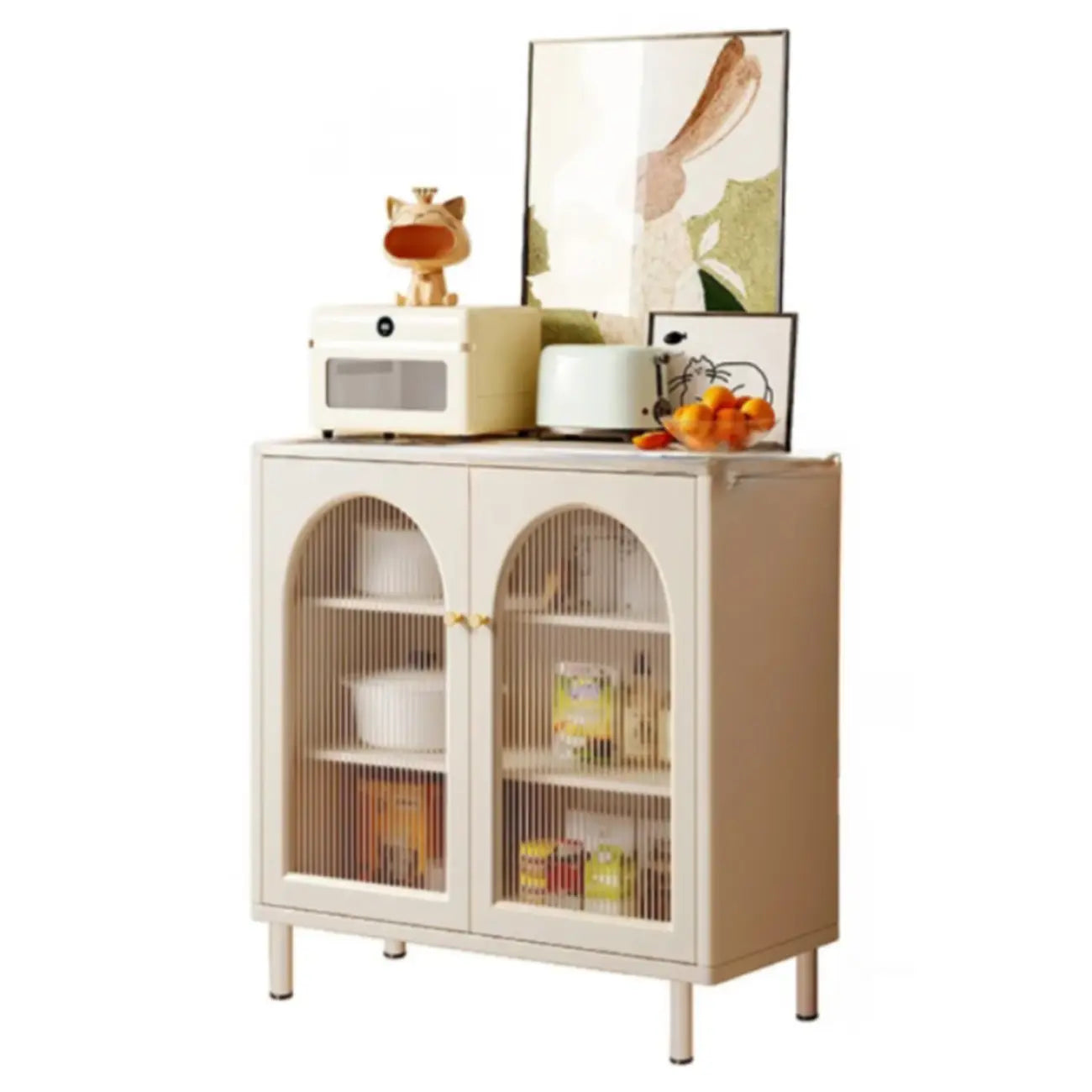 Scandinavian Cream Wood 2-Door Sideboard with Drawers