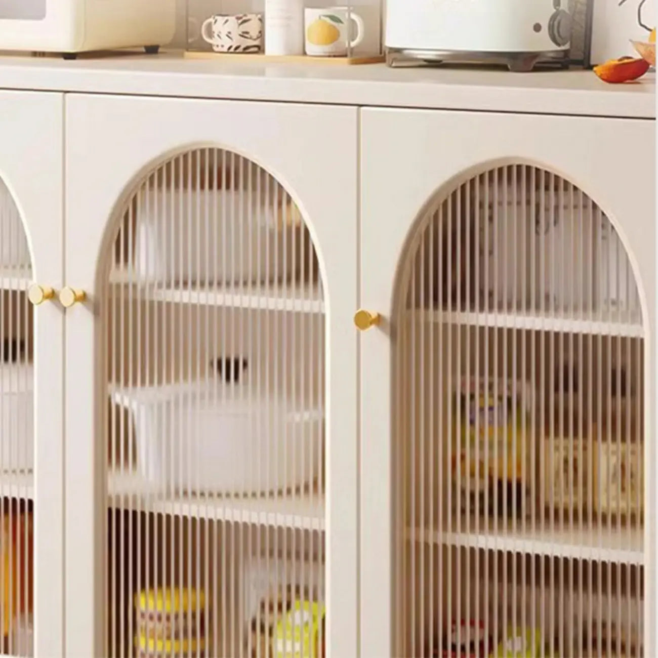 Scandinavian Cream Wood 2-Door Sideboard with Drawers