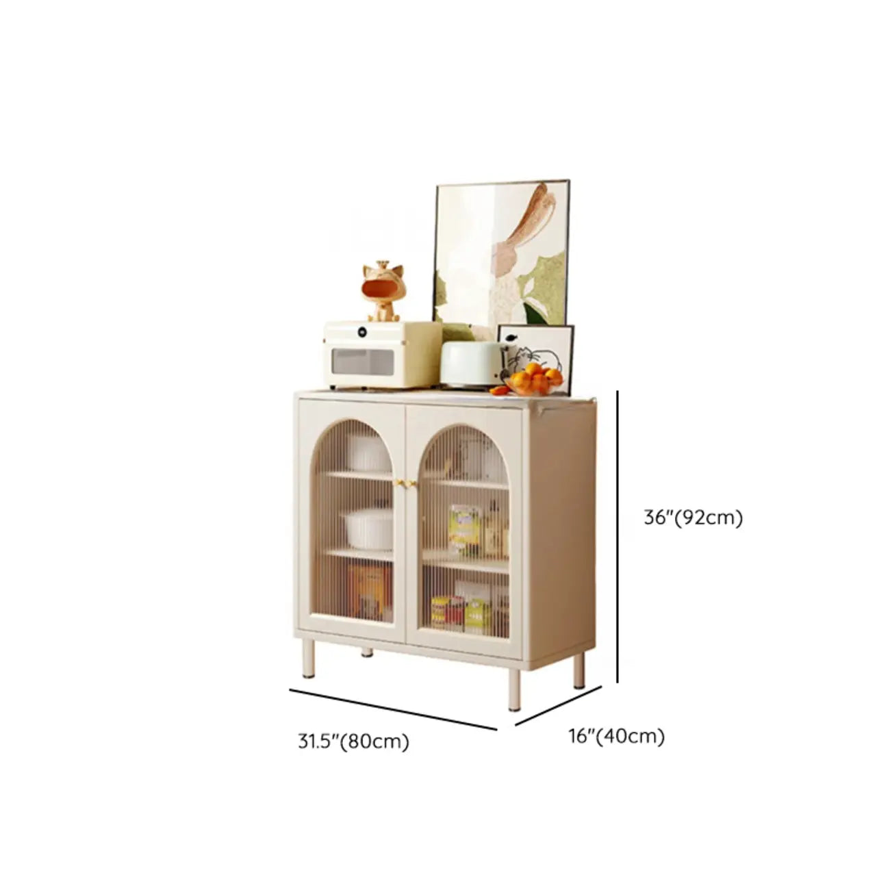 Scandinavian Cream Wood 2-Door Sideboard with Drawers