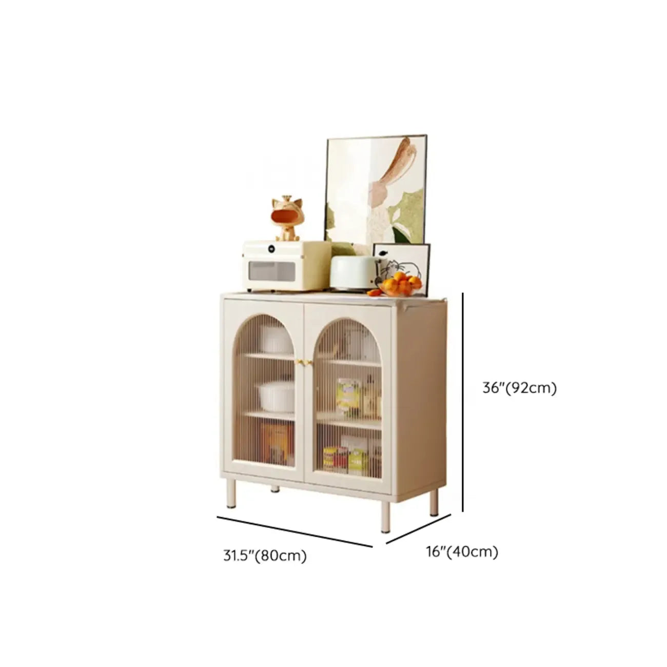 Scandinavian Cream Wood 2-Door Sideboard with Drawers