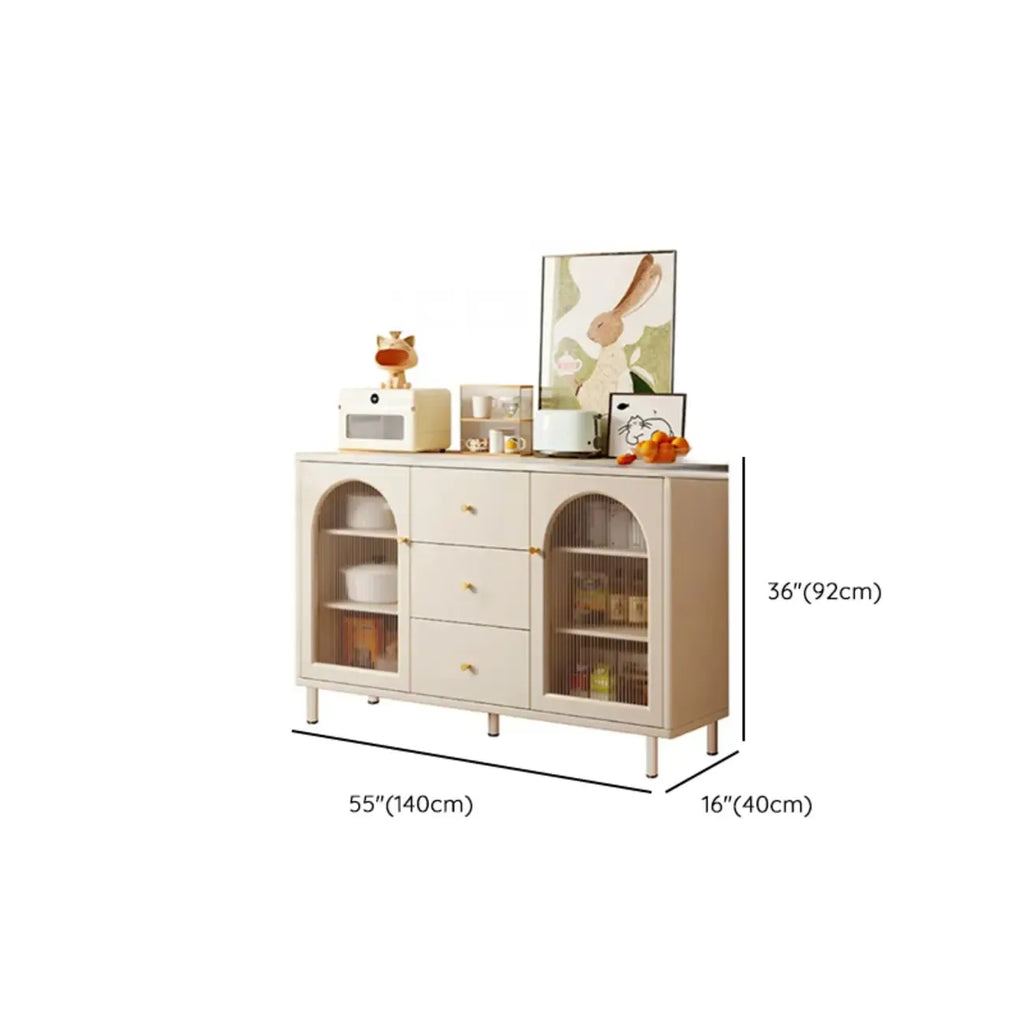 Scandinavian Cream Wood 2-Door Sideboard with Drawers