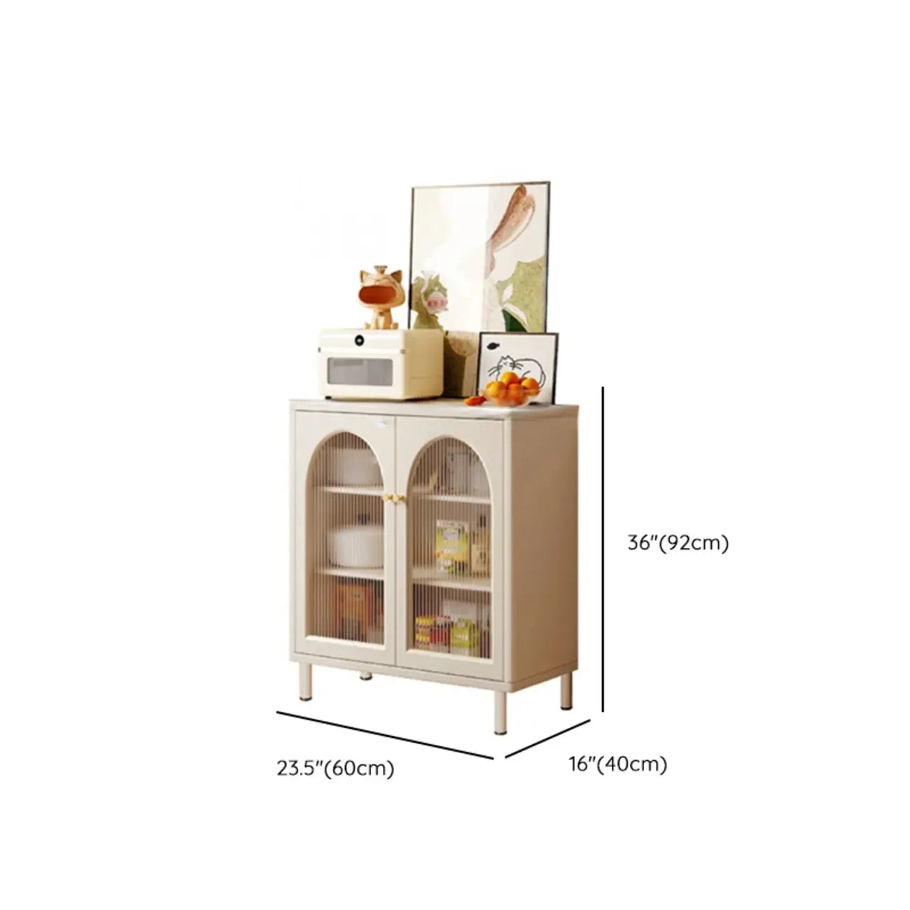 Scandinavian Cream Wood 2-Door Sideboard with Drawers