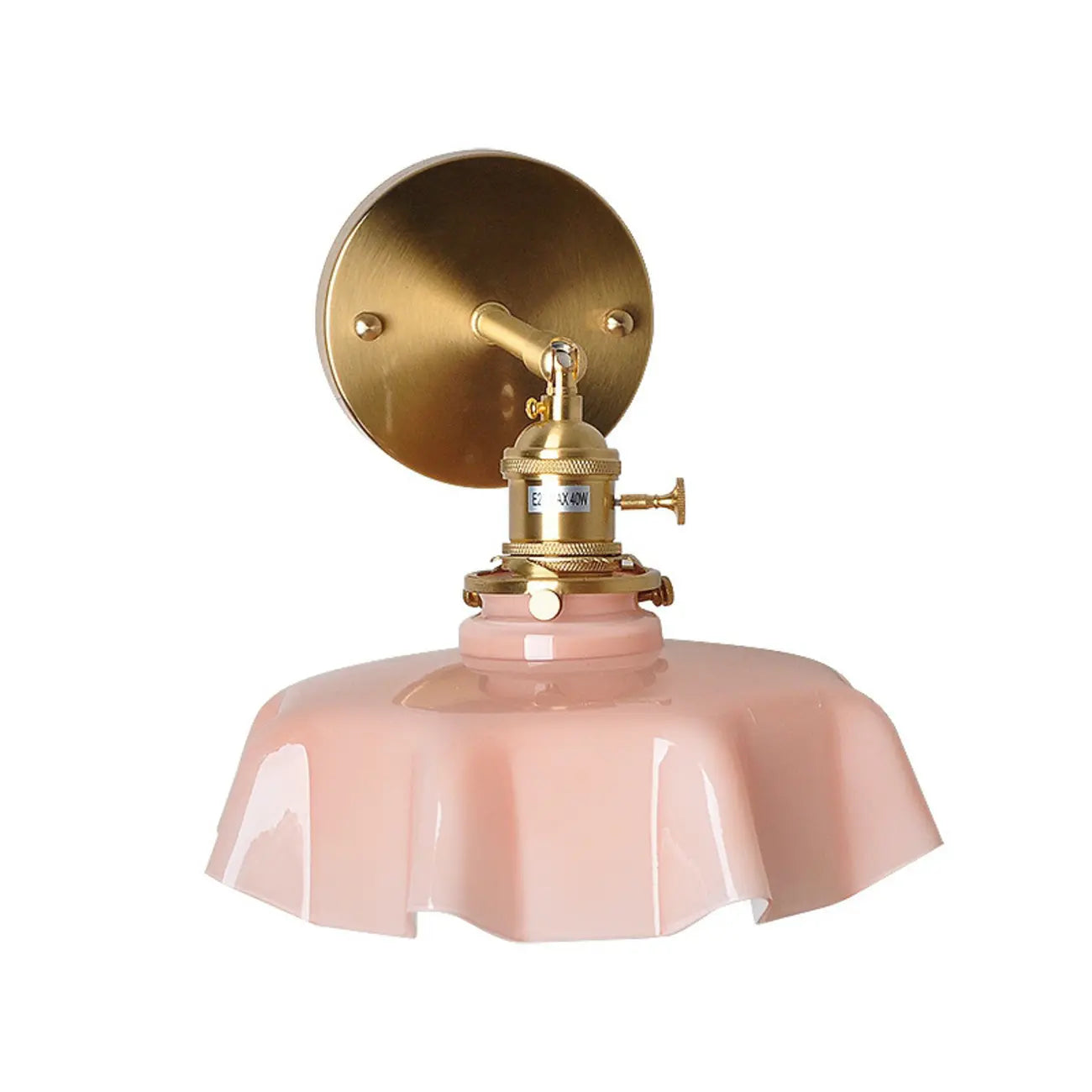 Vintage Adjustable Brass Wall Sconce with Glass Shade