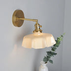 Vintage Adjustable Brass Wall Sconce with Glass Shade