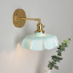 Vintage Adjustable Brass Wall Sconce with Glass Shade
