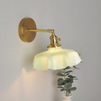 Vintage Adjustable Brass Wall Sconce with Glass Shade