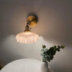 Vintage Adjustable Brass Wall Sconce with Glass Shade