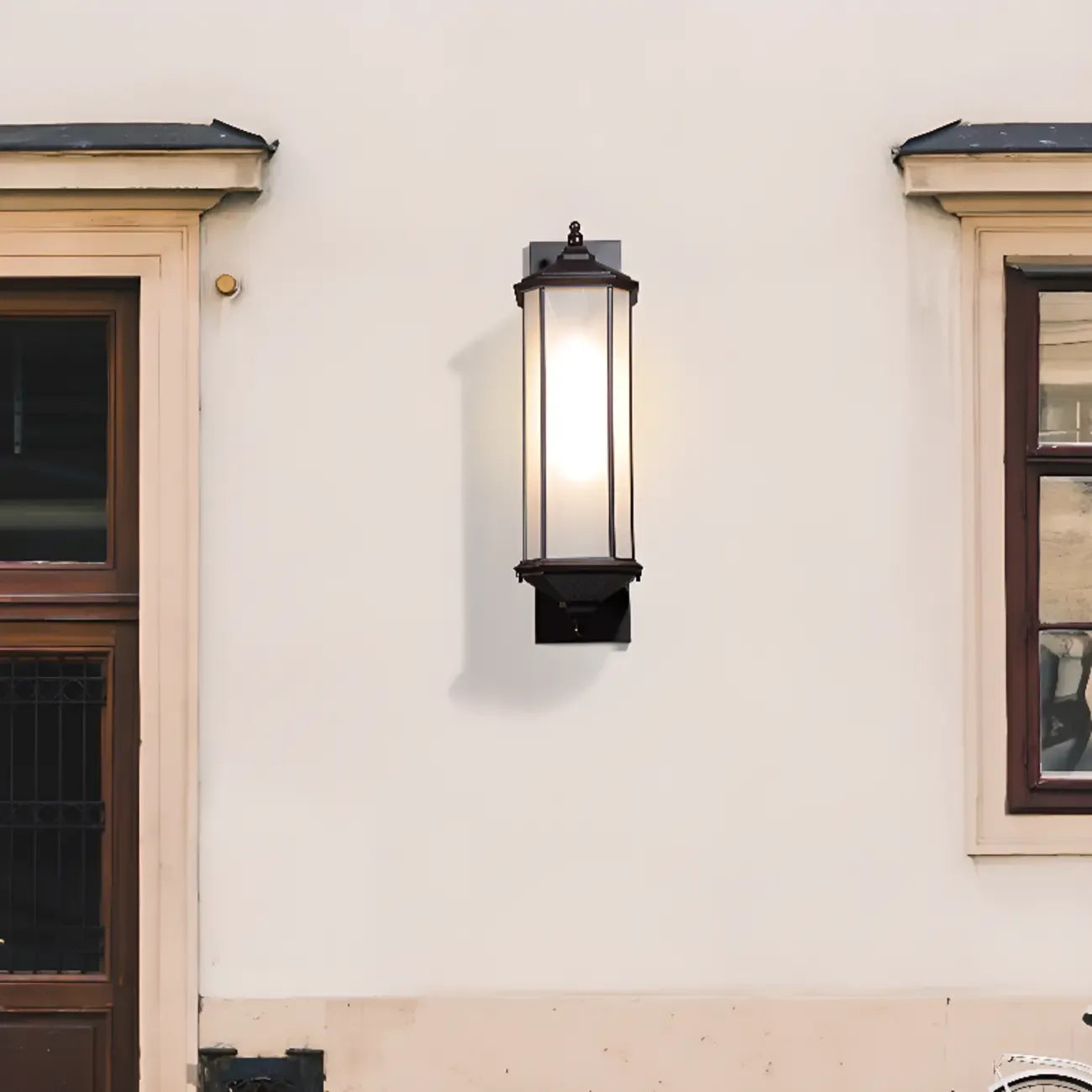 Modern Metal Geometric Frosted Glass LED Outdoor Wall Light