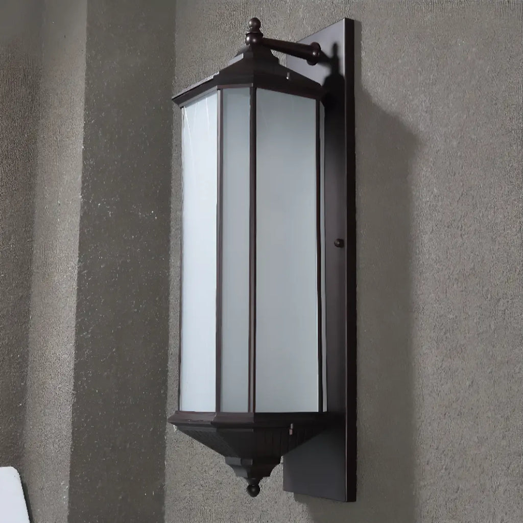 Modern Metal Geometric Frosted Glass LED Outdoor Wall Light