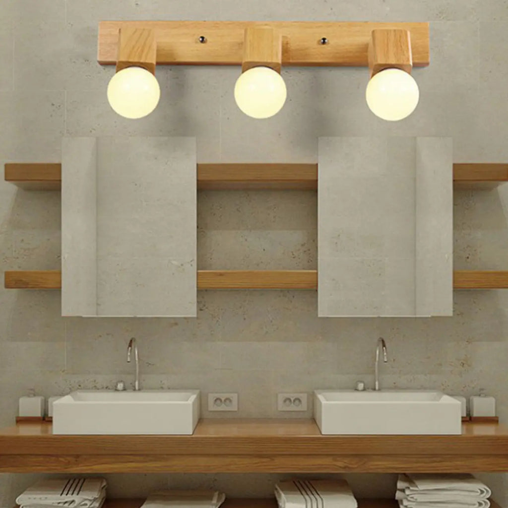 Modern Wooden Multi-Light Bathroom Vanity Light with Hardwired