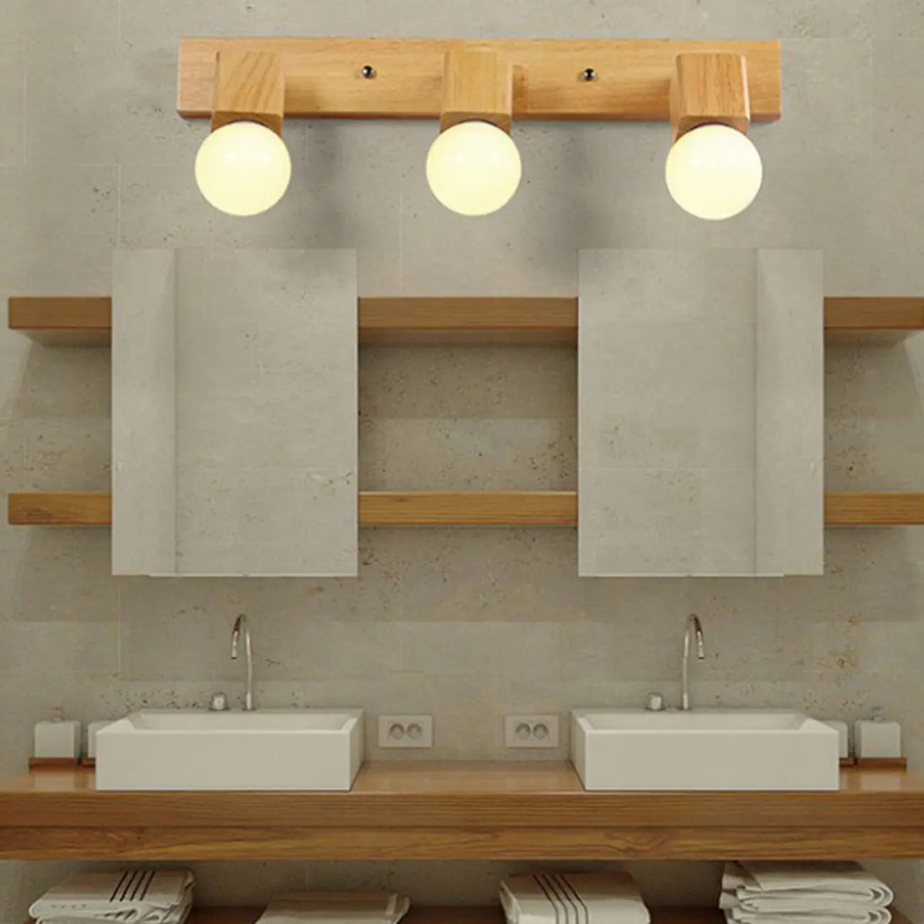 Modern Wooden Multi-Light Bathroom Vanity Light with Hardwired
