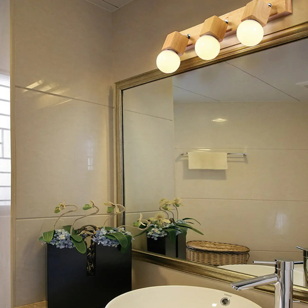Modern Wooden Multi-Light Bathroom Vanity Light with Hardwired