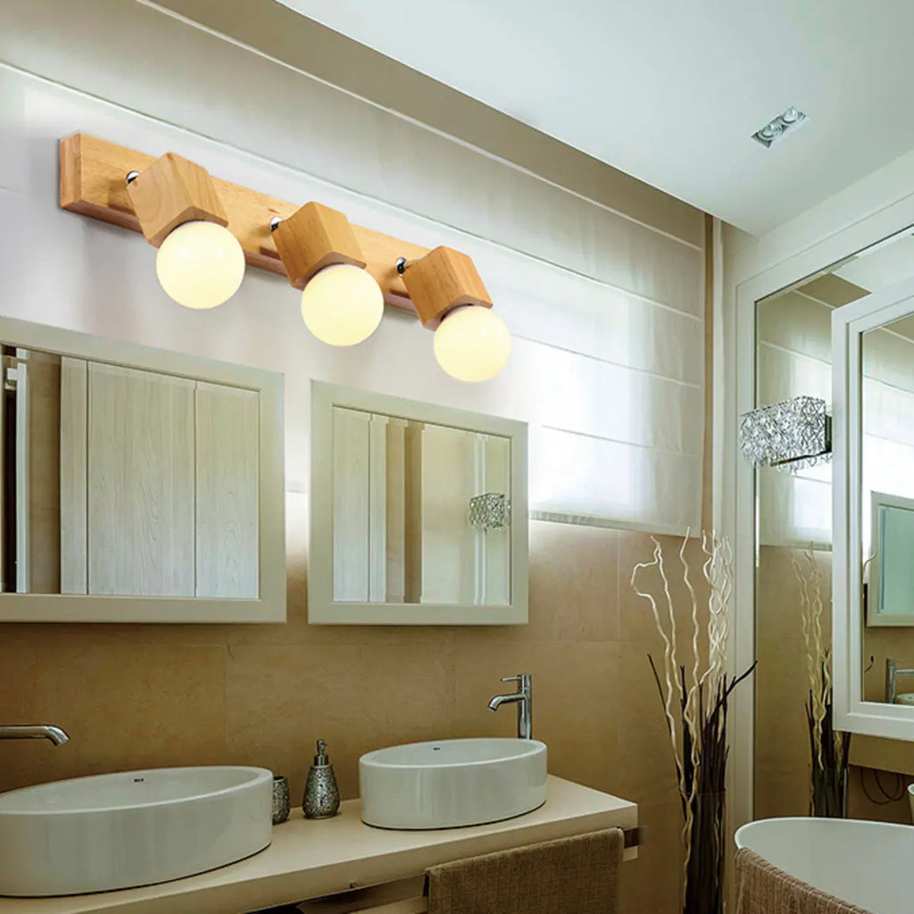 Modern Wooden Multi-Light Bathroom Vanity Light with Hardwired