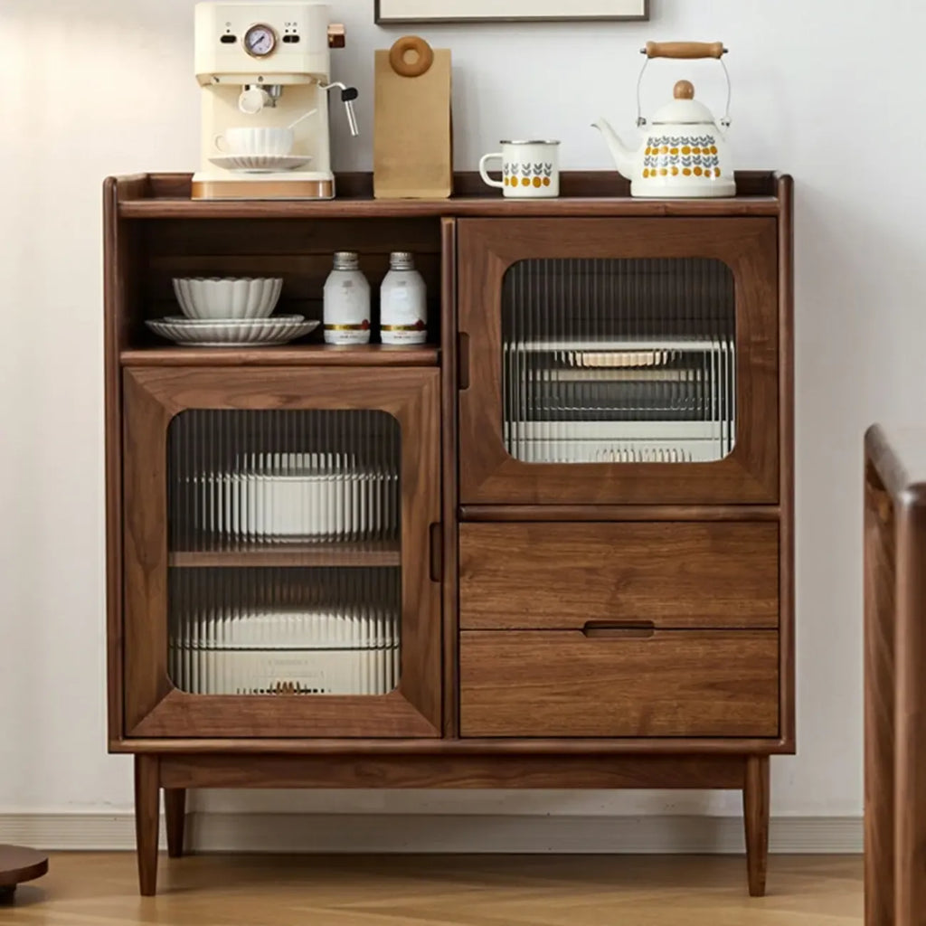 Contemporary Wood Sepia Storage Sideboard with Drawers