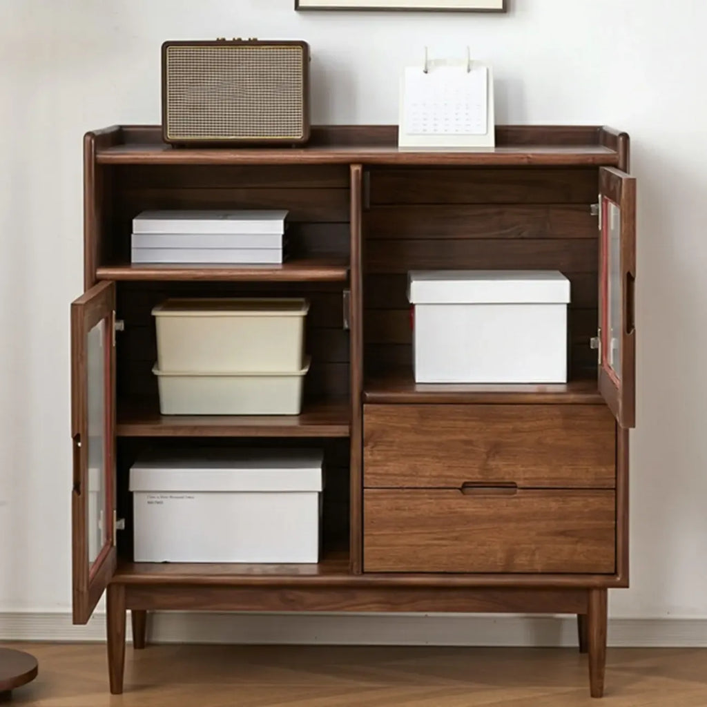 Contemporary Wood Sepia Storage Sideboard with Drawers