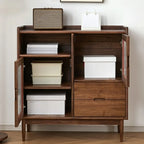 Contemporary Wood Sepia Storage Sideboard with Drawers