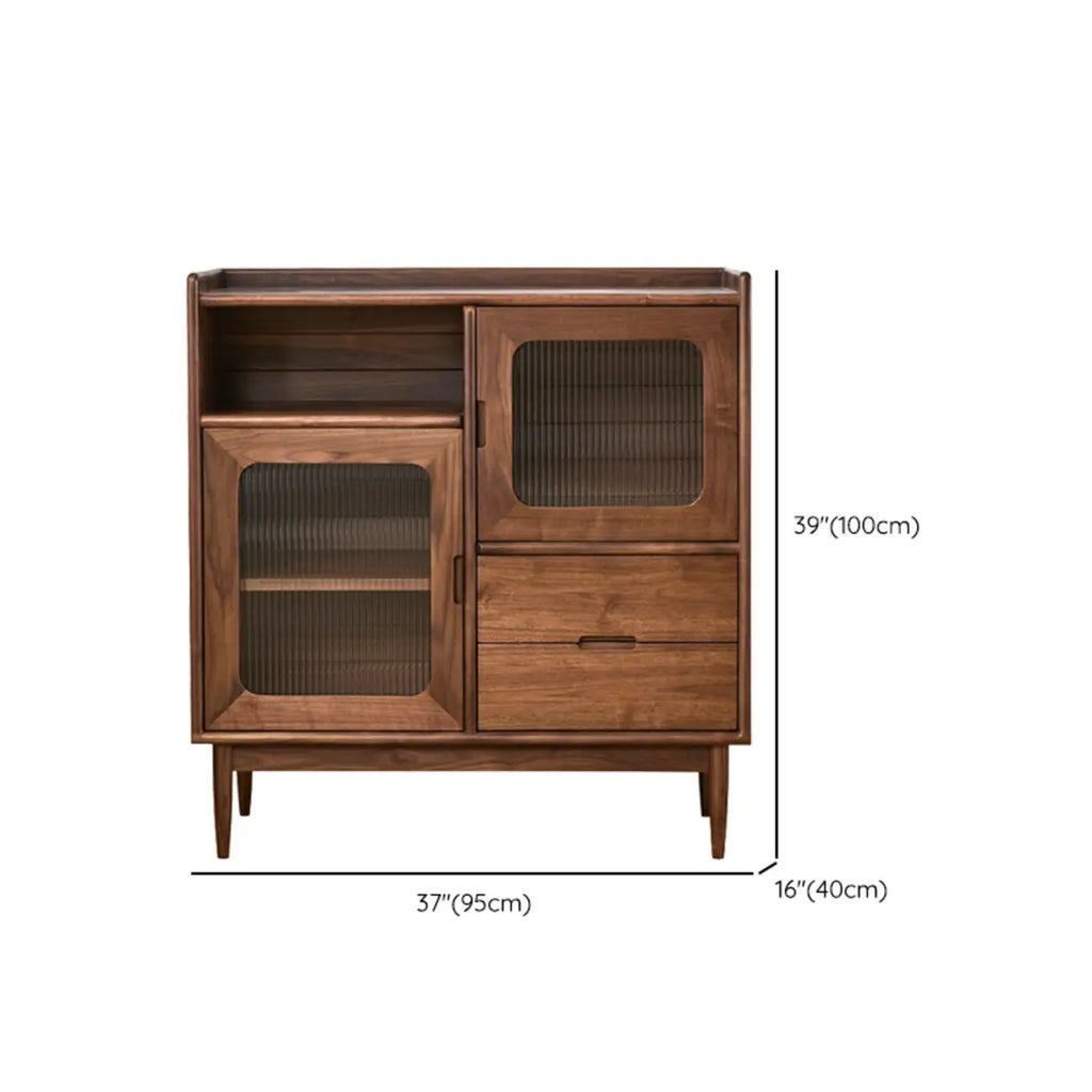 Contemporary Wood Sepia Storage Sideboard with Drawers