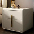 Modern Leather Top Wood 2-Drawer Nightstand