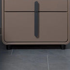 Modern Leather Top Wood 2-Drawer Nightstand