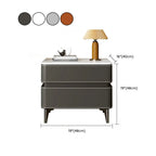 Stylish Faux Marble Leather Drawer Nightstand with Metal Legs