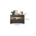 63 Black Wood Cabinet TV Stand with Open Shelving and Lights