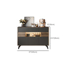 63 Black Wood Cabinet TV Stand with Open Shelving and Lights