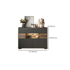 63 Black Wood Cabinet TV Stand with Open Shelving and Lights