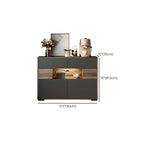 63 Black Wood Cabinet TV Stand with Open Shelving and Lights