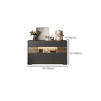 63 Black Wood Cabinet TV Stand with Open Shelving and Lights