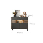 63 Black Wood Cabinet TV Stand with Open Shelving and Lights