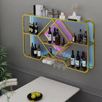 Gold Metal Diamond Wall-Mounted Wine Glass Rack