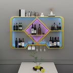 Gold Metal Diamond Wall-Mounted Wine Glass Rack