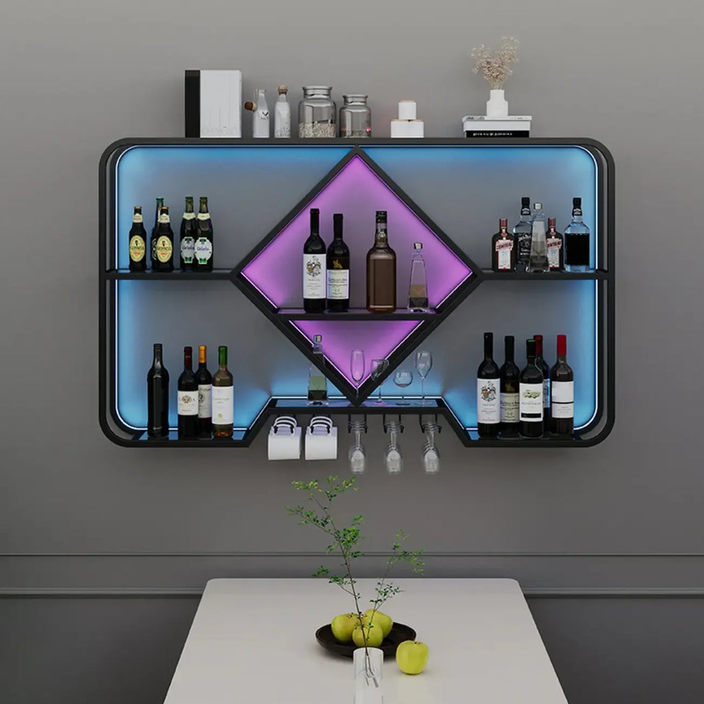 Gold Metal Diamond Wall-Mounted Wine Glass Rack