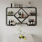 Gold Metal Diamond Wall-Mounted Wine Glass Rack