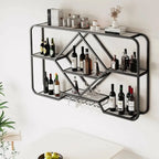Gold Metal Diamond Wall-Mounted Wine Glass Rack