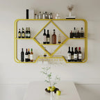 Gold Metal Diamond Wall-Mounted Wine Glass Rack