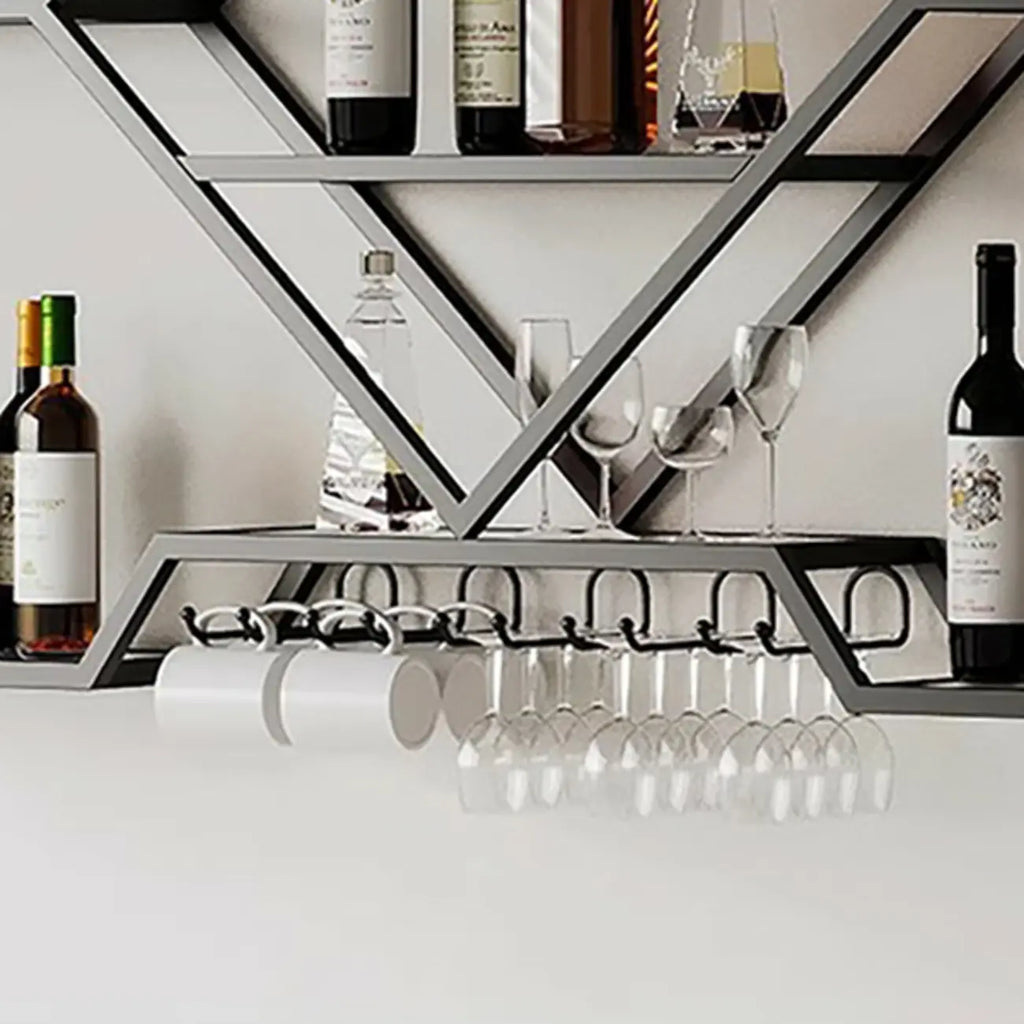Gold Metal Diamond Wall-Mounted Wine Glass Rack