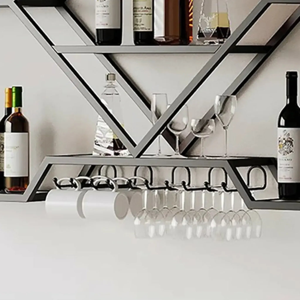 Gold Metal Diamond Wall-Mounted Wine Glass Rack
