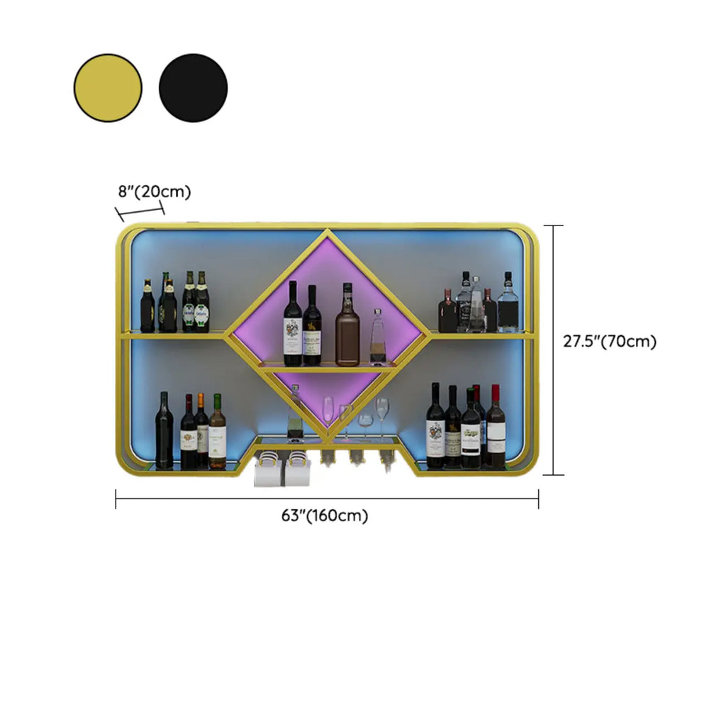 Gold Metal Diamond Wall-Mounted Wine Glass Rack