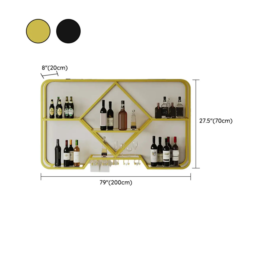 Gold Metal Diamond Wall-Mounted Wine Glass Rack