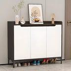 Sleek Milk Cocoa Wood Shoe Cabinet with Display Top