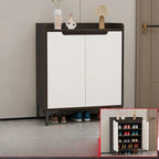 Sleek Milk Cocoa Wood Shoe Cabinet with Display Top