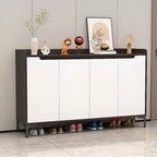 Sleek Milk Cocoa Wood Shoe Cabinet with Display Top
