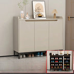Sleek Milk Cocoa Wood Shoe Cabinet with Display Top